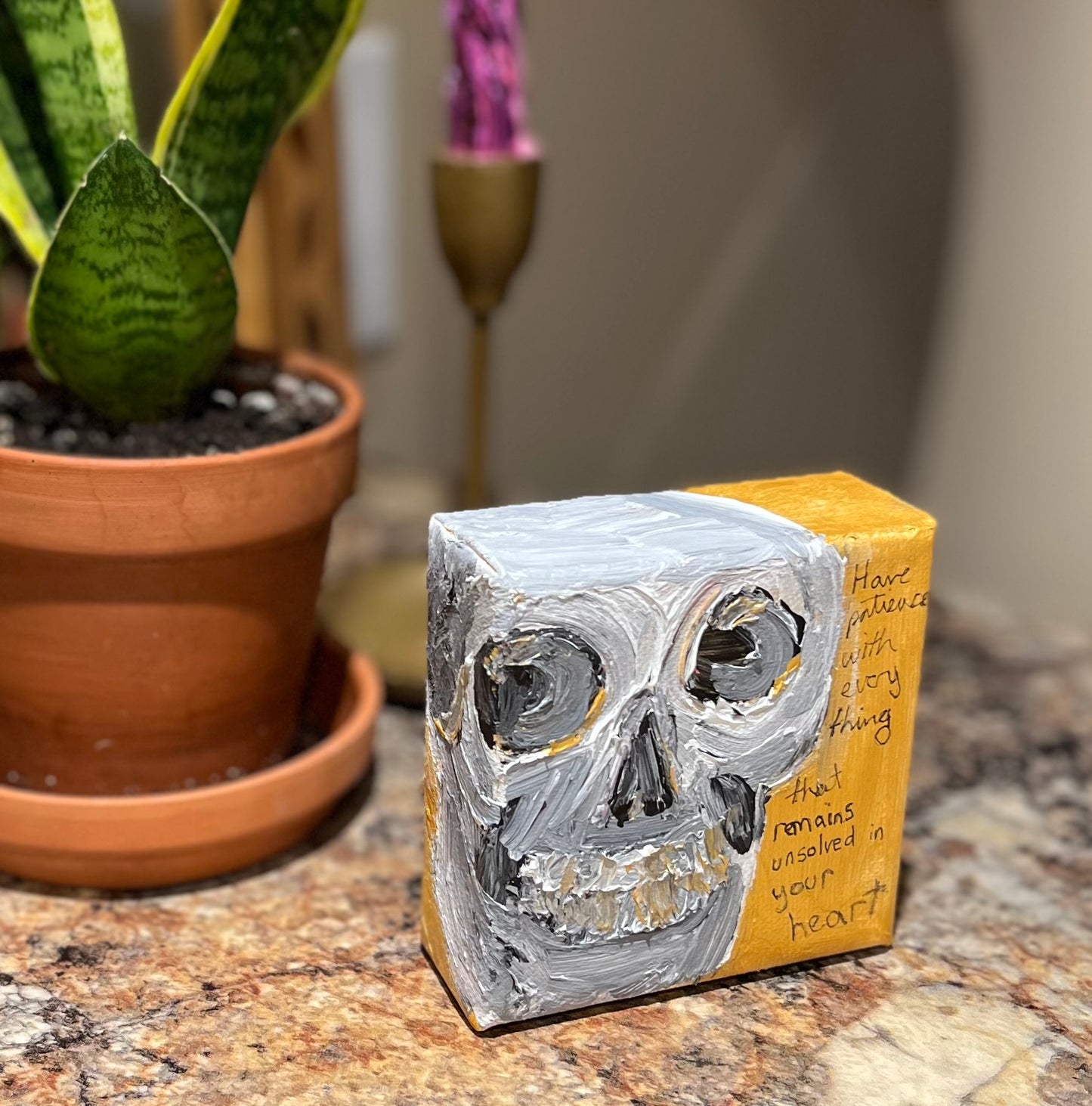 Have Patience - Skull Mini Painting